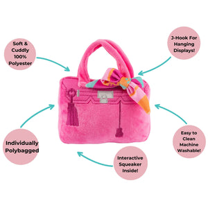 Features of Pink Barkin Bag Parody dog toy