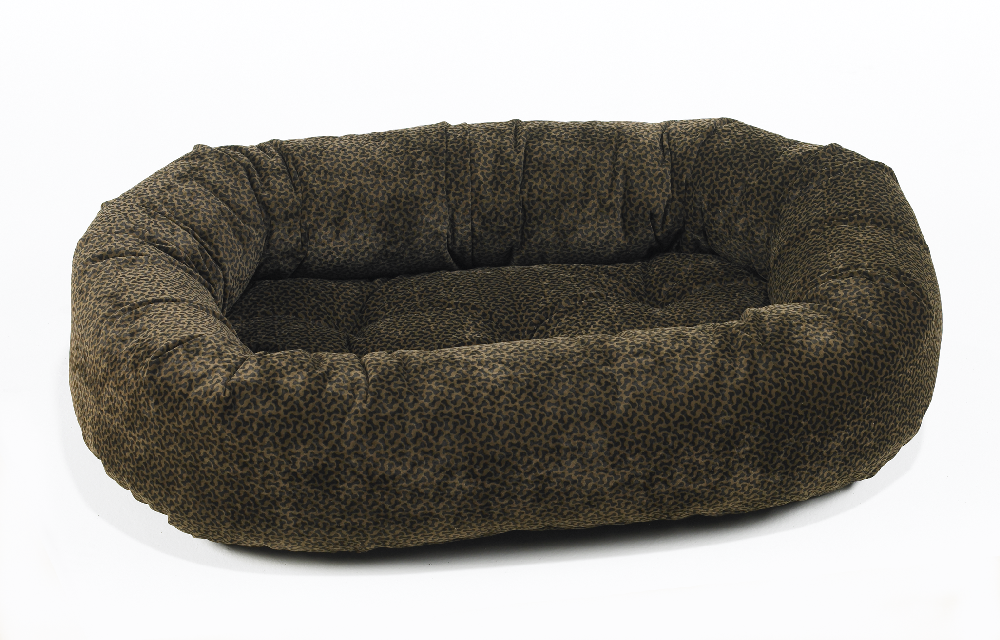 Chocolate Bones pattern on Microvelvet Donut shaped dog Nest Bed
