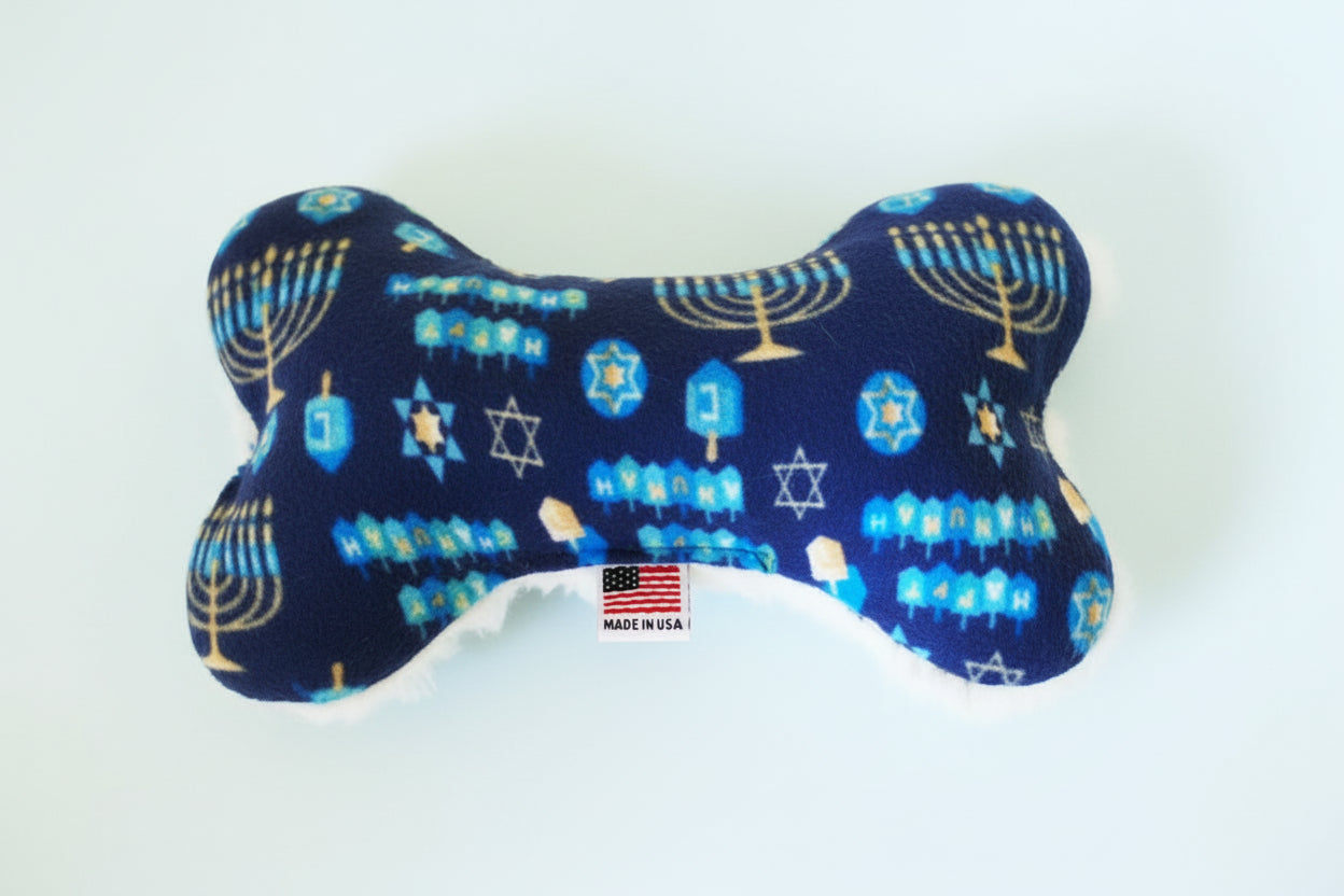 Chanukah dog bone plush squeaky toy