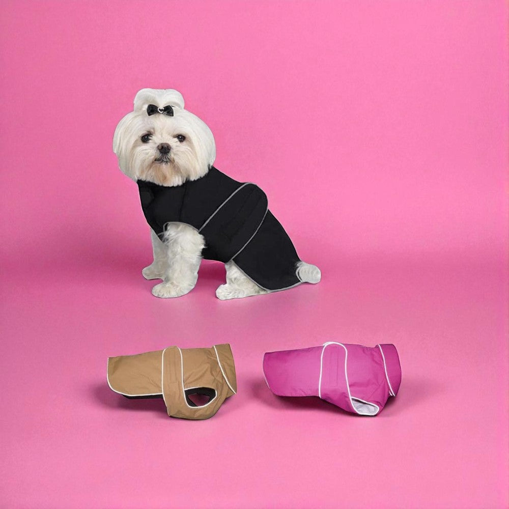Dog Coat- Waterproof with Fleece Lining and Reflective Piping