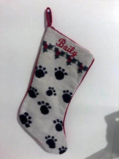 Needlepoint Paw Stocking for Baily