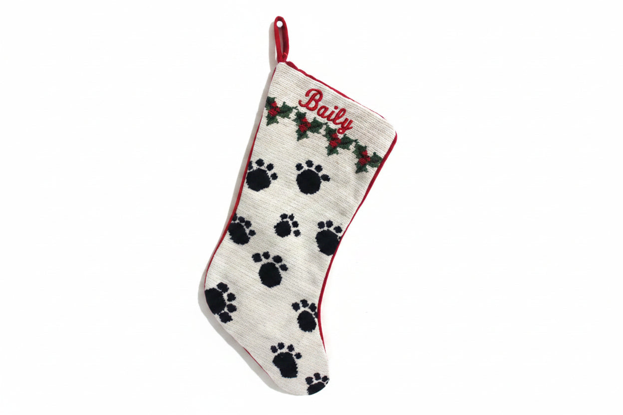 Needlepoint Paw Stocking for Baily