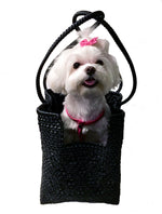 Load image into Gallery viewer, Dog Totes-Handwoven Light Weight Recycled Material-Solid Black - A Pet&#39;s World
