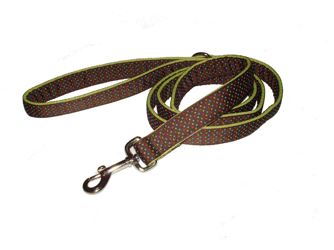 Ribbon 5 ft Leashes-Triple Dots - A Pet's World