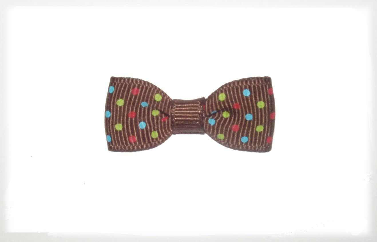 Dog Hair Bow - Brown Triple Dot - A Pet's World