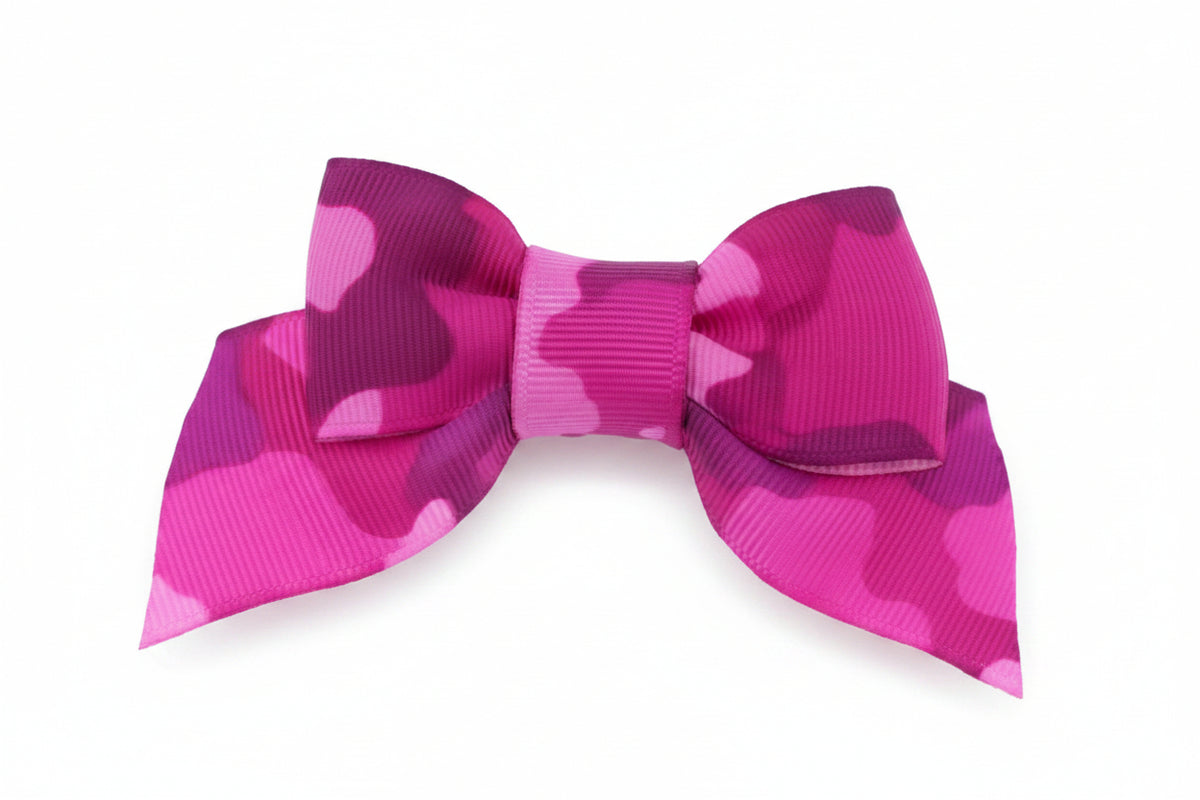 Dog Hair Bow-Pink Camouflage Bow with Tails - A Pet's World