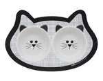 Load image into Gallery viewer, Set 2 Cat Face Bowls + Placemat - A Pet&#39;s World

