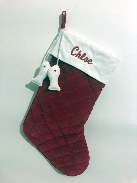 Cat Fish Velvet Stocking for Chloe