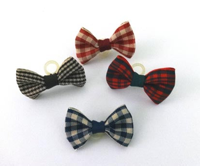 Dog Hair Bows - Country Checks with Elastics - A Pet's World