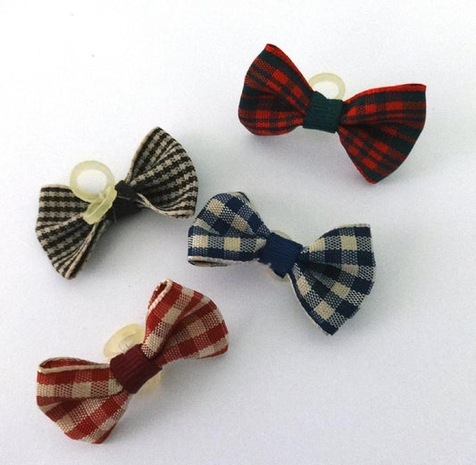 Dog Hair Bows - Country Checks with Elastics - A Pet's World