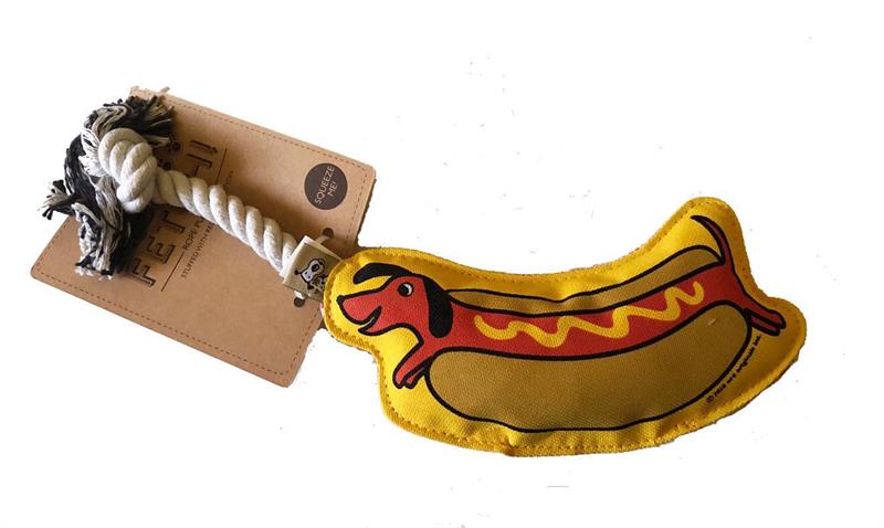 Dog Toy-Wiener Dog Dachshund Canvas Rope Toy with Squeaker - A Pet's World