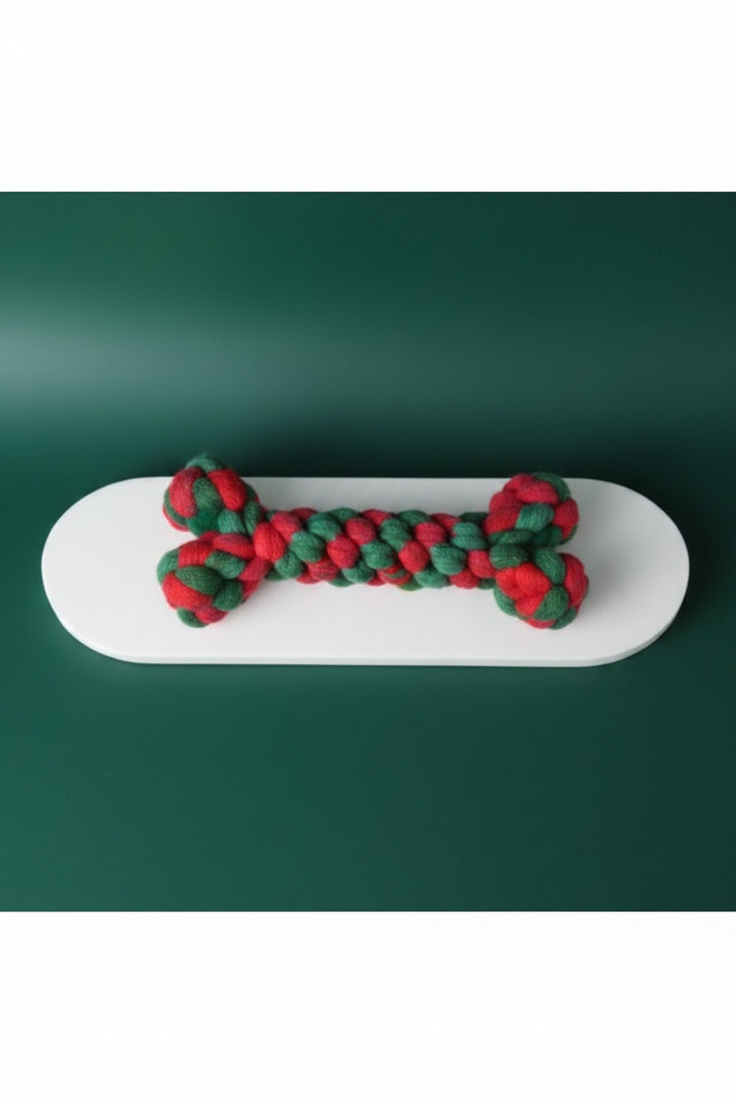 flat view of dog bone rope toy