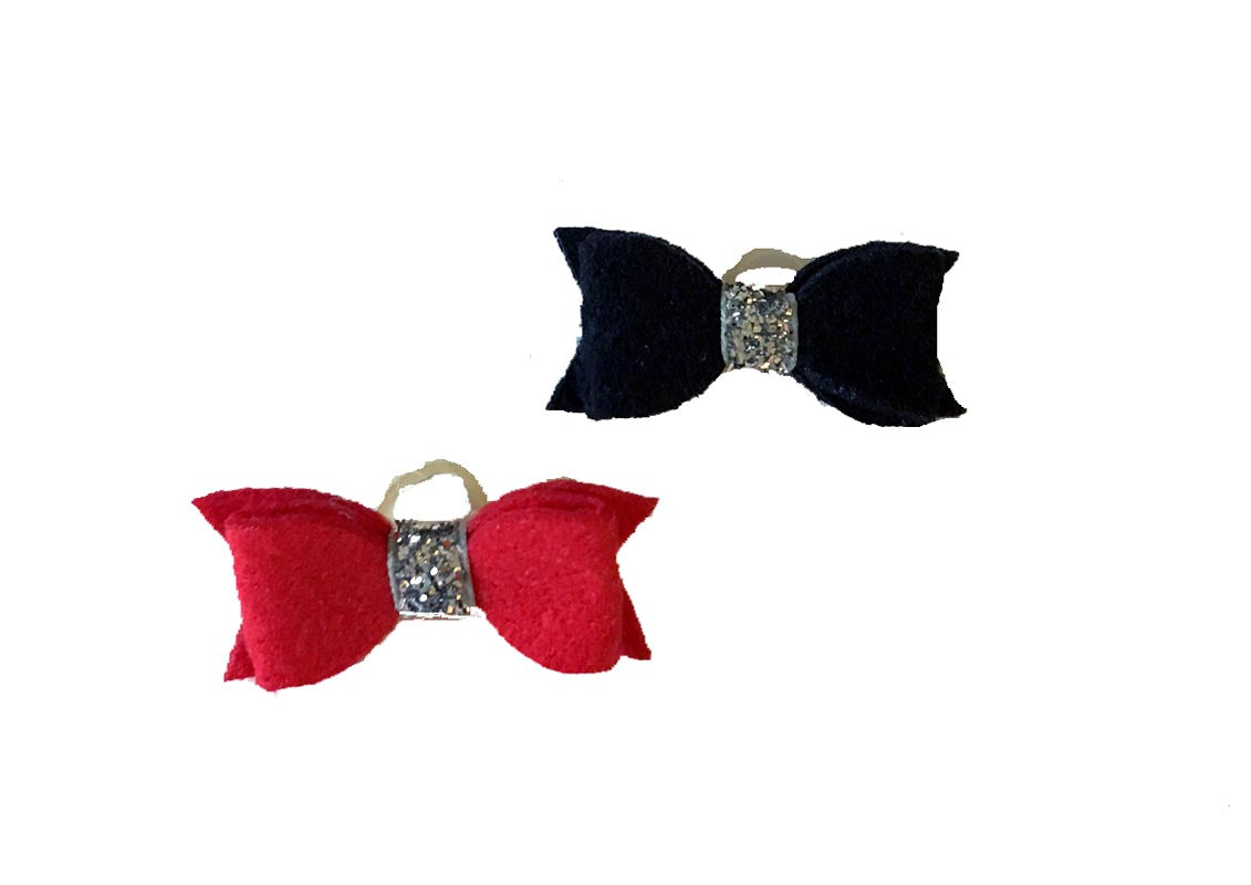 Dog Hair Bows - Felt Bow Ties with Elastics - A Pet's World