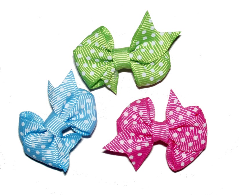 Dog Hair Bows-Fishtail Polka Dots - A Pet's World