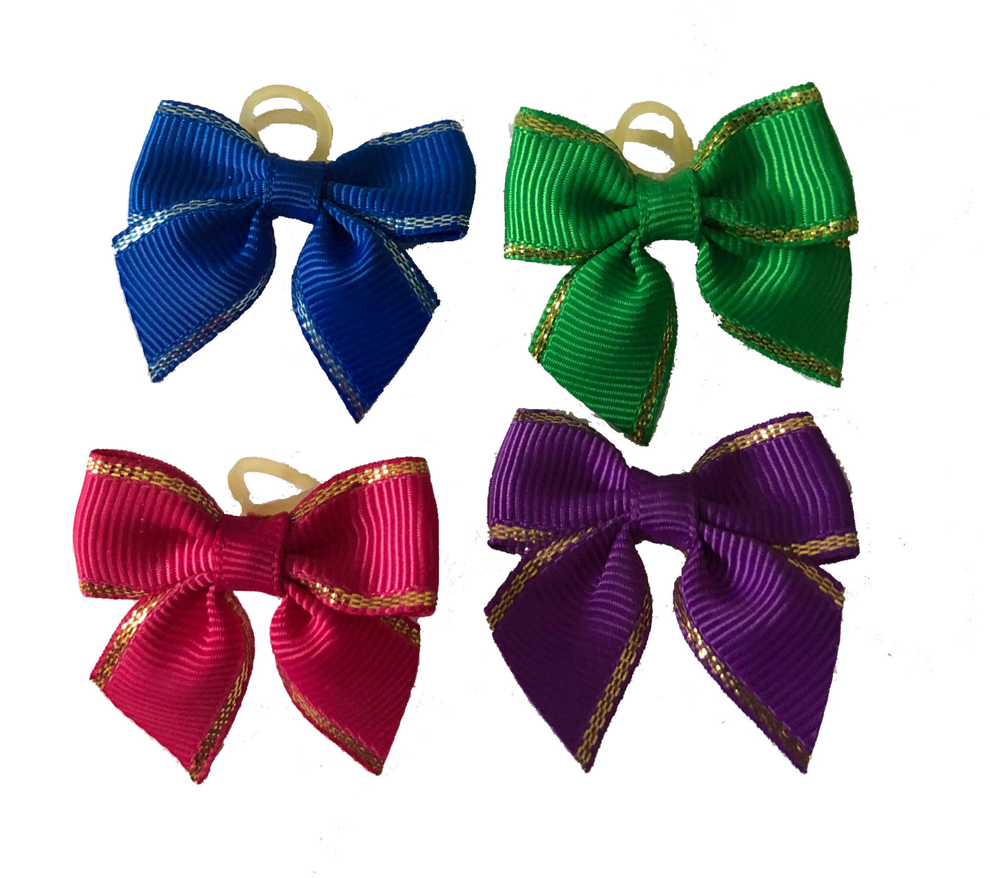 Dog Hair Bows - Grosgrain Bows with Metallic Edges - A Pet's World