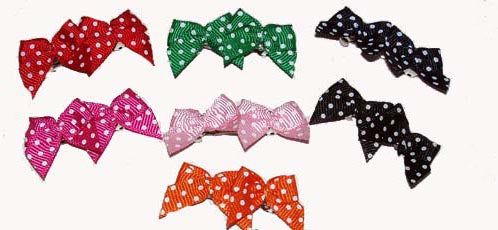 Dog Hair Bows - Polka Dot Barrettes - A Pet's World