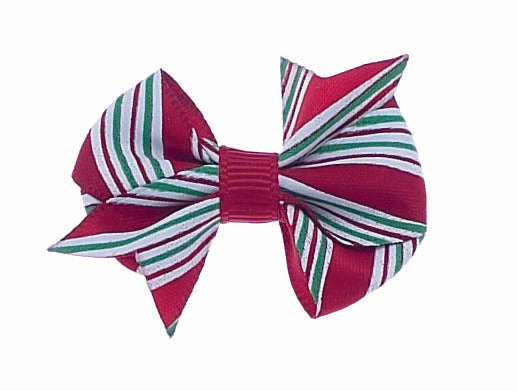 Dog Hair Bows- Group of Six Fancy Dog Christmas Bows with Elastics - A Pet's World