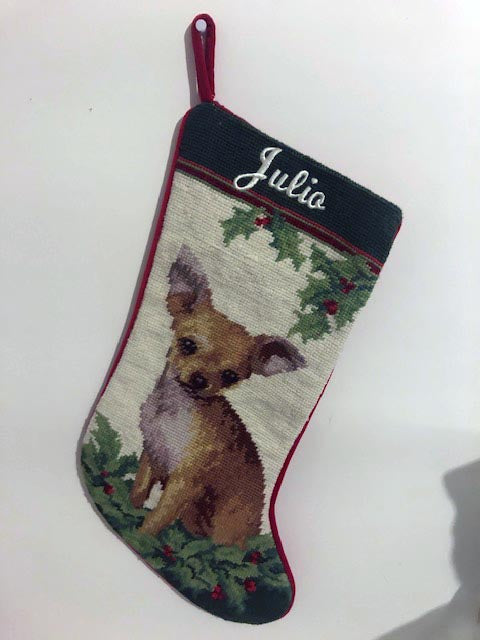 Needlepoint Tan Chihuhua Stocking for Julio