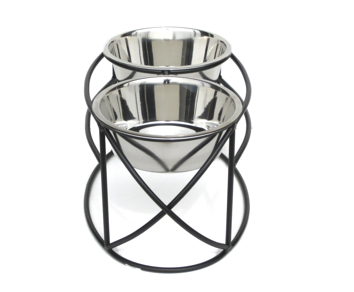 Dog Diner- Oval Cross Ends Double Feeder - A Pet's World