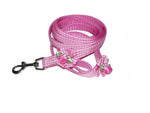 Load image into Gallery viewer, Embellished White Ribbon Dog Leashes with Petal Flowers and Pearls - A Pet&#39;s World
