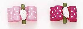 Dog Hair Bows-Double Polka Dot Rosette Starched Show Bow - A Pet's World