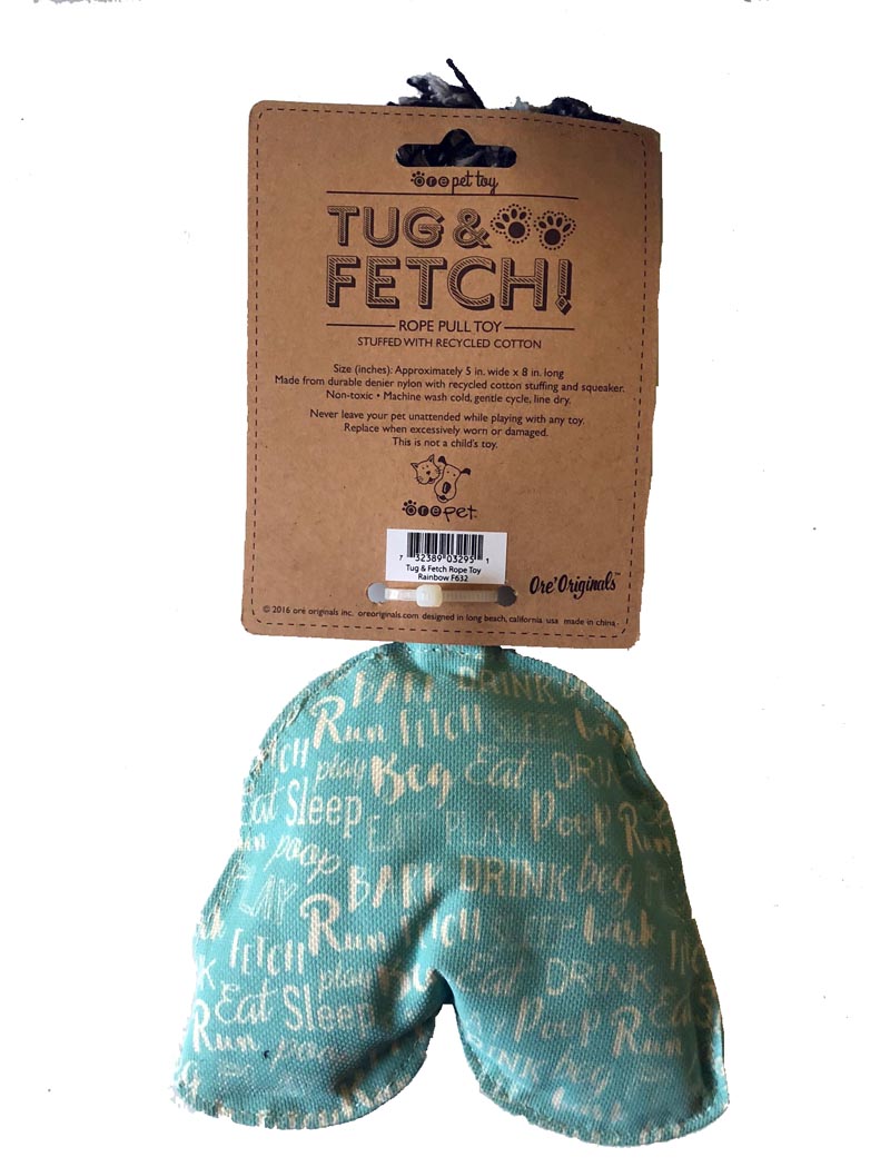 Dog Toy - Canvas Rainbow Rope Pull Toy with Squeaker - A Pet's World