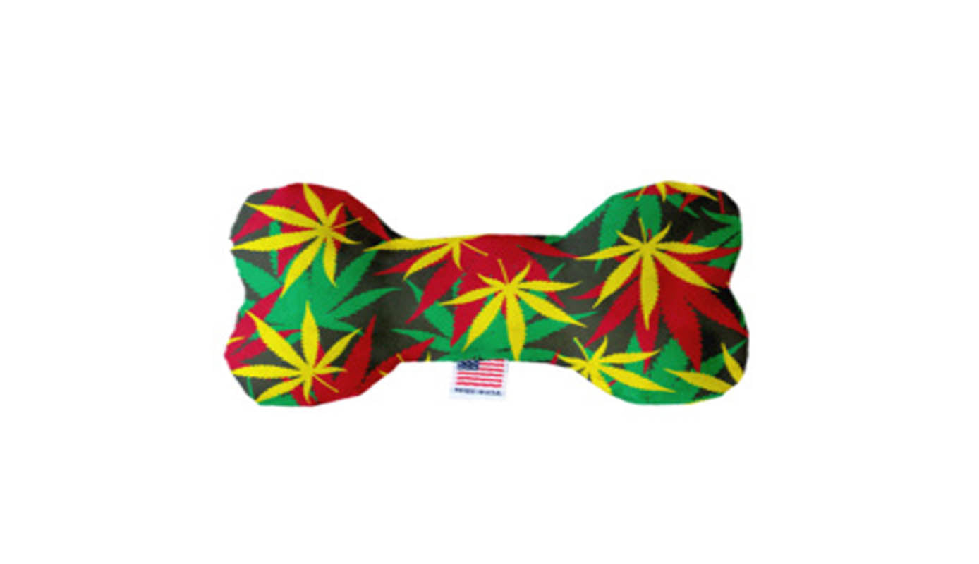 Bright Pot Print Dog Bone Toy with Squeaker