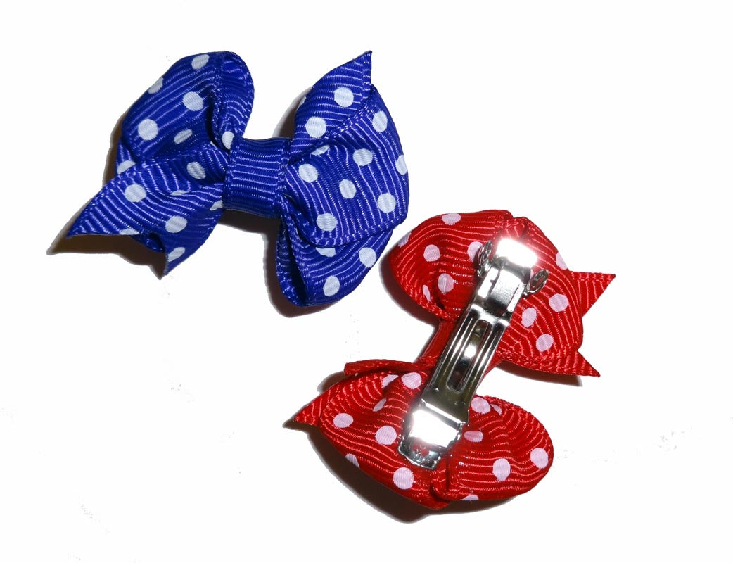 Dog Hair Bows-Fishtail Triple Dots - A Pet's World
