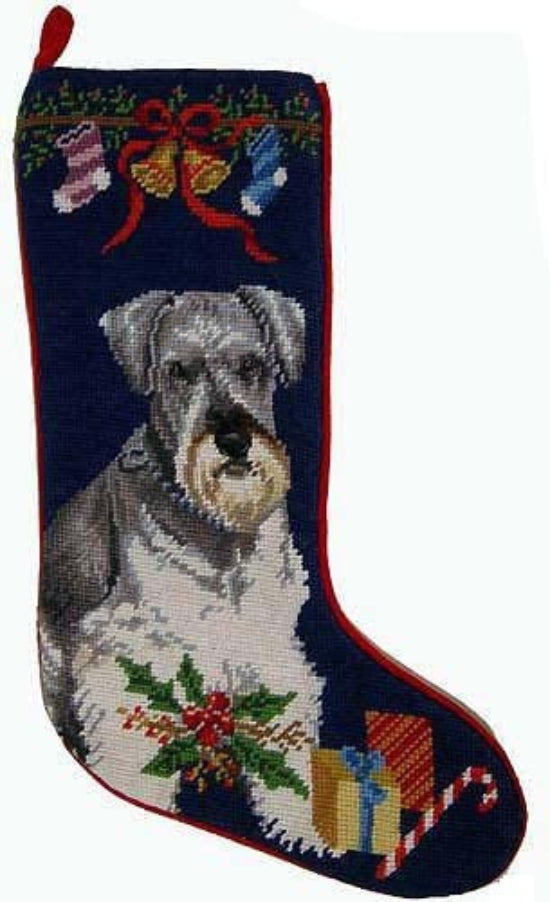 A Christmas stocking for your Schnauzer dog. Hand embroidered and perfect for personalizing