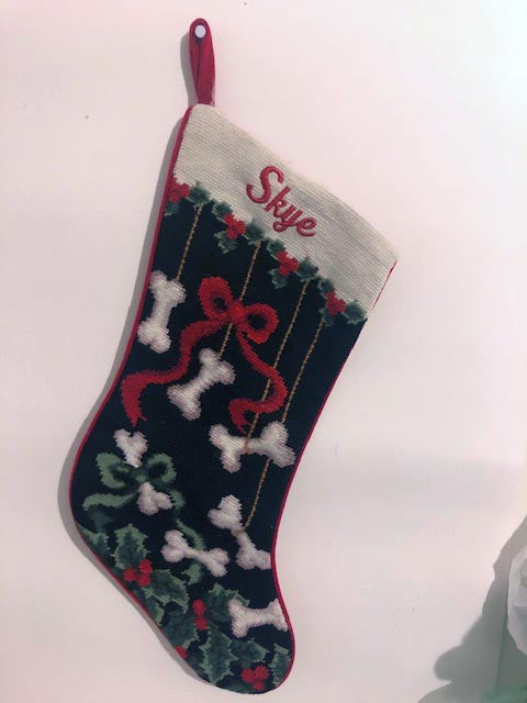 Needlepoint Dog Bone Stocking for Skye