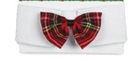 Load image into Gallery viewer, Red Tartan Plaid Bow Tie White Collar Size - A Pet&#39;s World
