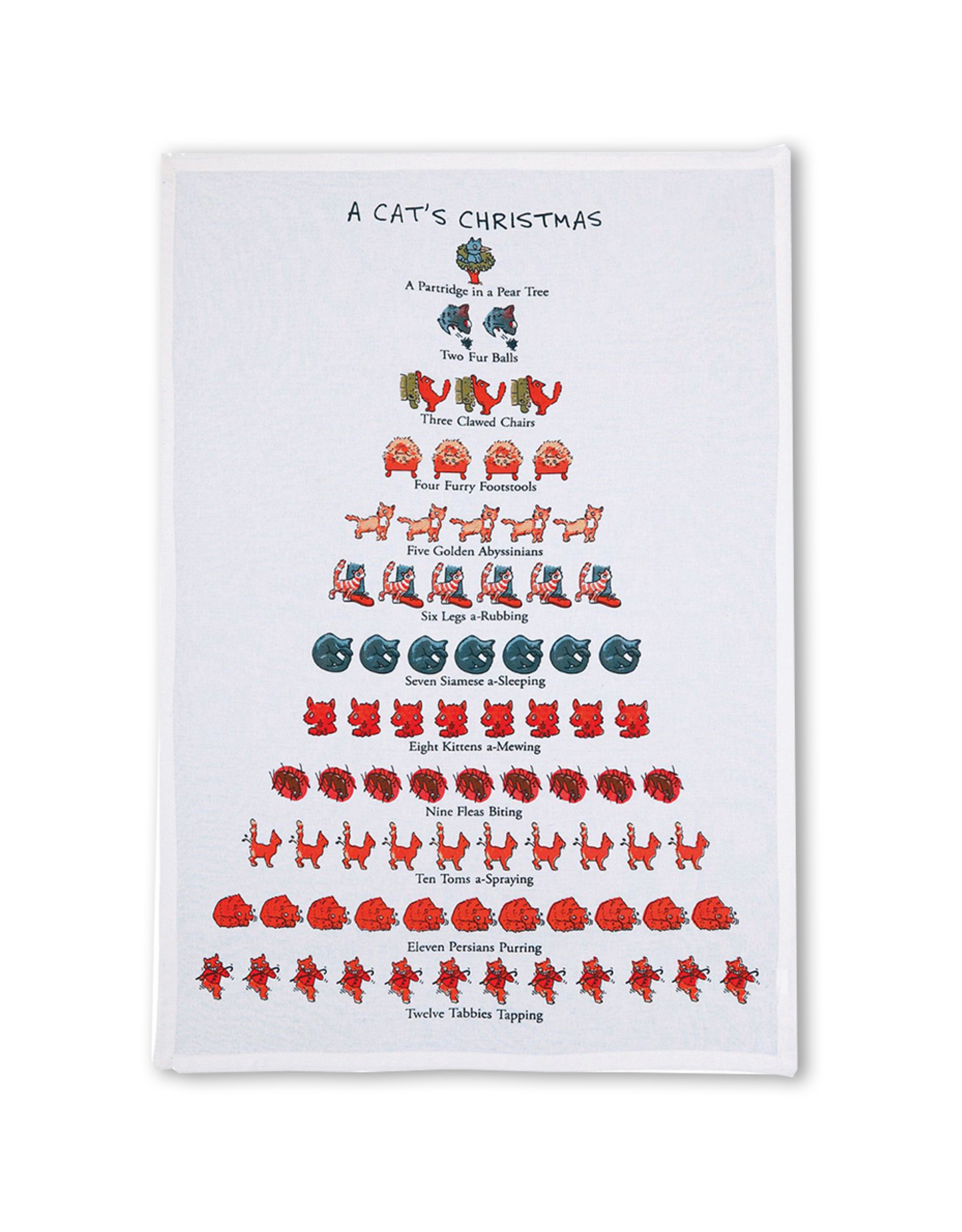 12 Days of A Cat's Christmas Flour Sack kitchen towel