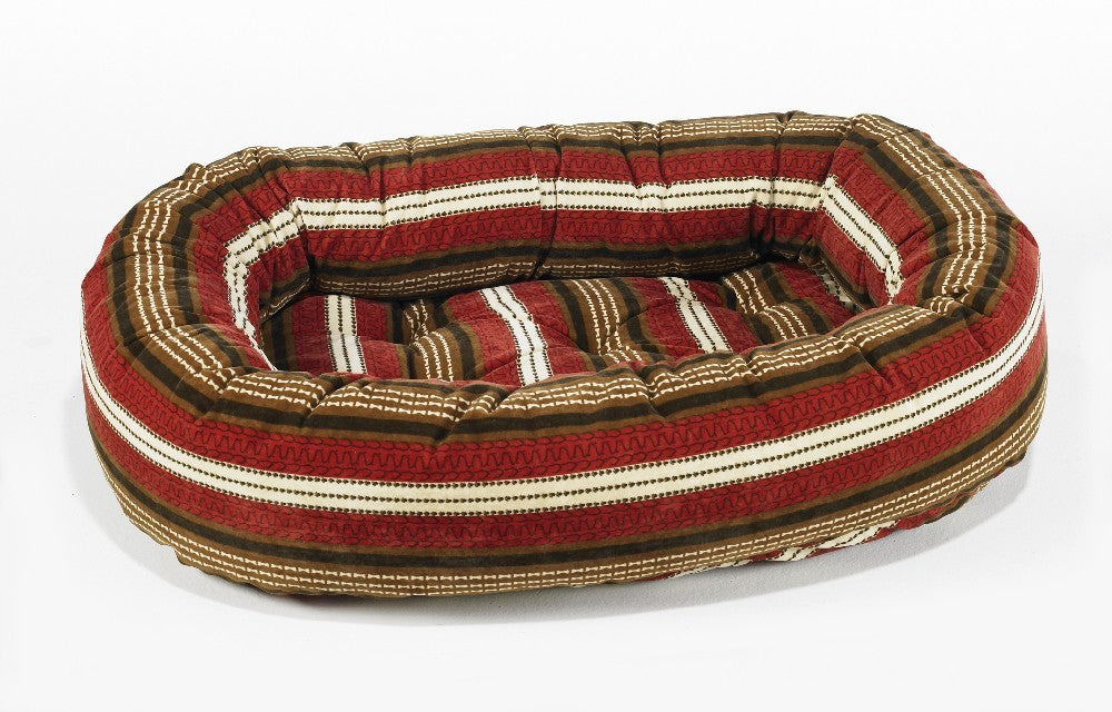 Pet Bed-Stripe Microvelvet Print Donut Bed - A Pet's World