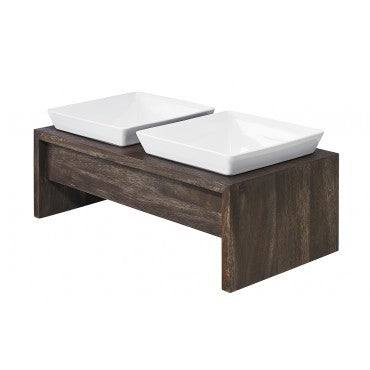 Pet Feeder-Artisan Wood Double Feeders - A Pet's World