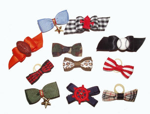 Dog bows and bones for male dogs in many themes and colors.