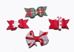 Holiday Dog hair bows and barrettes for Christmas and Hanukkah