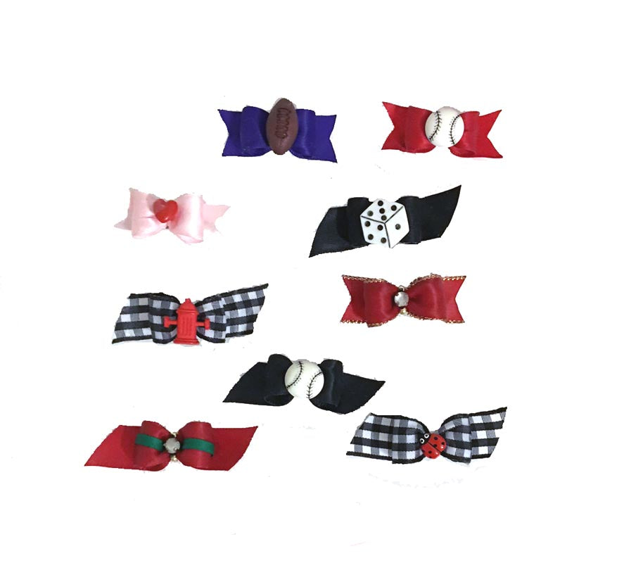 Fancy starched dog hair show bows for the perfectly groomed pooch.