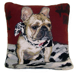 Needlepoint pillows with pet designs and sayings make special gifts and add to your home decor. 