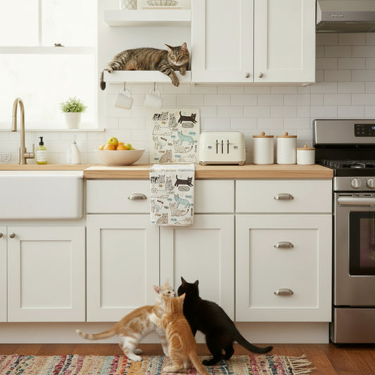 cat names on a tea towel