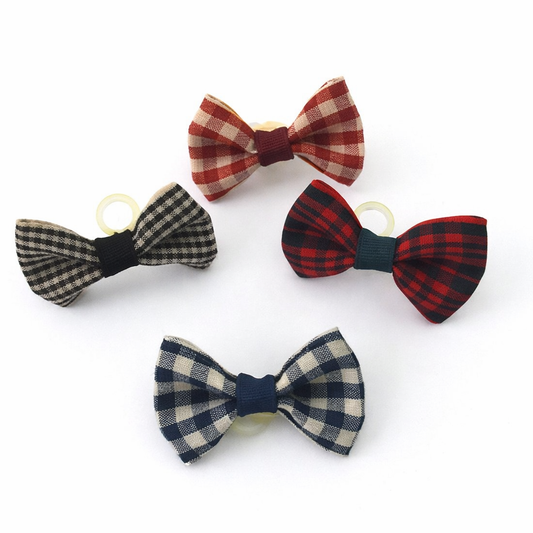 Country check dog hair bows with elastic