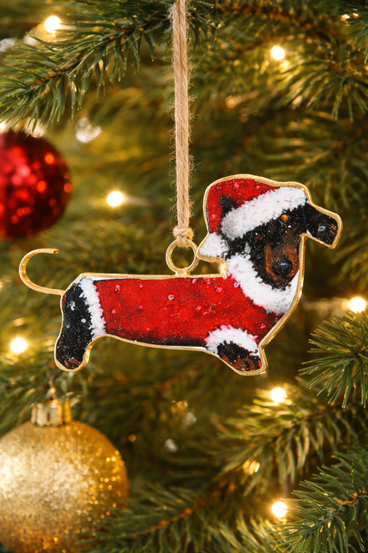 double sided Dachshund metal ornament 
