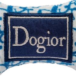 Close up of Dogior designer parody dog bone toy with squeaker from Haute Diggity Dog