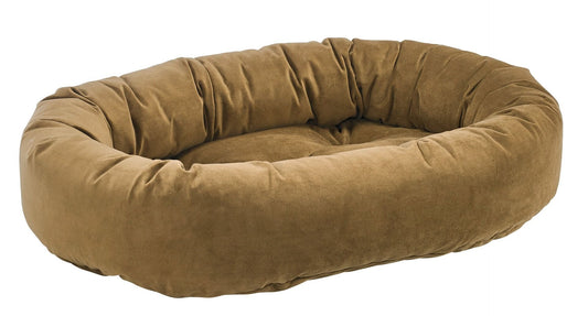 Bowsers Toffee Color Microvelvet Donut Bed in several sizes.