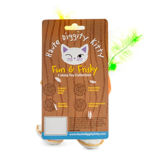 Back view of Haute Diggity Dog and Kitty card for the Kitty Cocktails cat toy.