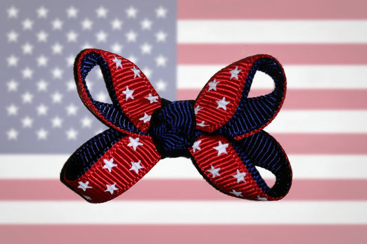 Patriotic dog hair bow with stars