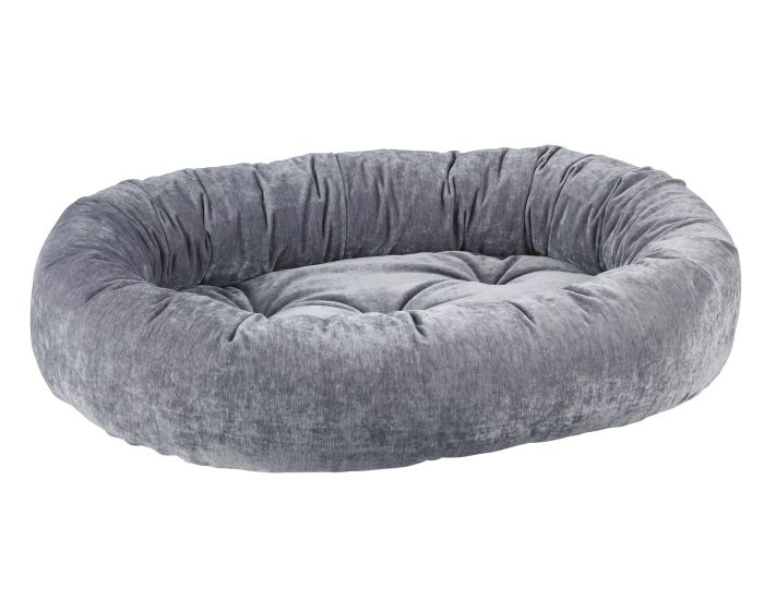 Pet Bed- Solid Pumice Grey Color Microvelvet Donut Bed