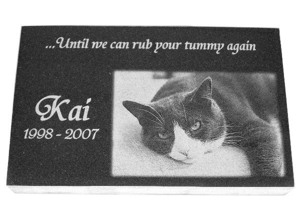Pet Memorial-Granite Photo Engraved 10 x16 x 2  Custom Made in the USA - A Pet's World