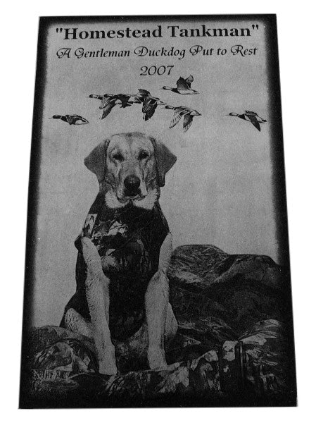 Pet Memorial-Granite Photo Engraved 10 x16 x 2  Custom Made in the USA - A Pet's World
