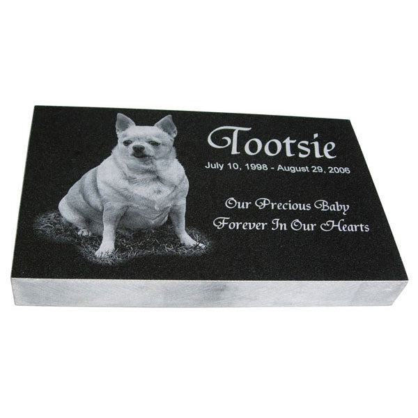 Pet Memorial-Granite Photo Engraved 10 x16 x 2  Custom Made in the USA - A Pet's World