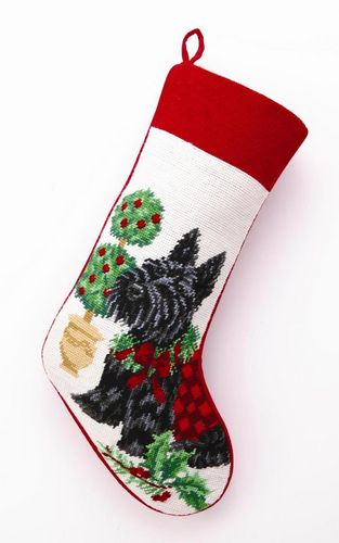 Scottie Dog Needlepoint breed Christmas stocking. 